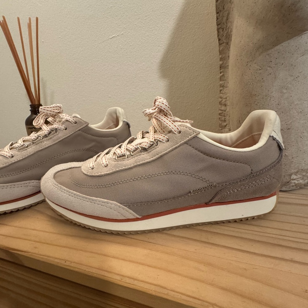 Like 🆕 Zara Taupe/Beige Nylon and Suede Sneakers